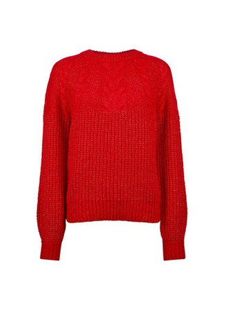 Red Cable Yoke Jumper | Dorothy Perkins