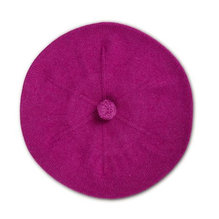 Fallon Purple Pom-Pom Knitted Silk Cashmere Beret | Asneh | Wolf & Badger
