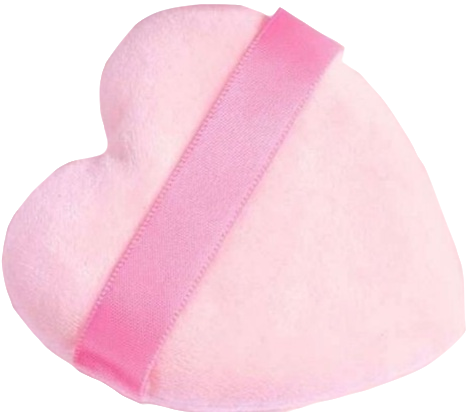 pink heart shaped powder puff
