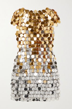 Gold Two-tone chainmail mini dress | Paco Rabanne | NET-A-PORTER