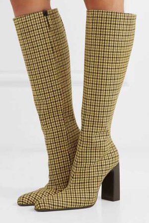 Balenciaga Houndstooth wool-tweed knee boots $1,750