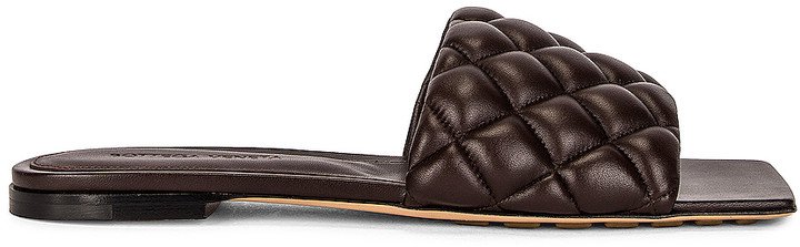 Flat Quilted Sandals in Chocolate Spread | FWRD