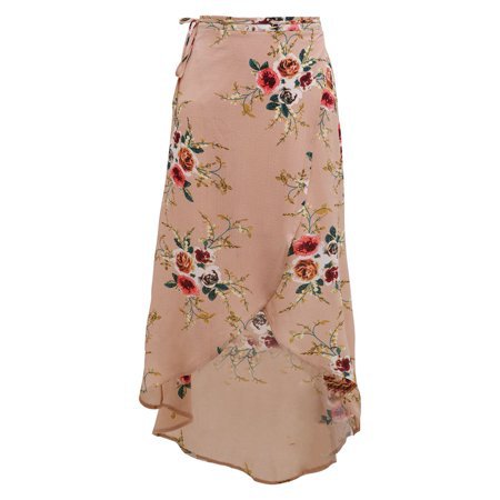 Mayshow - Floral Print Chiffon Long Skirts Women Maxi Skirt Boho High Waist Asymmetrical Skirt - Walmart.com