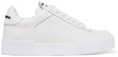 Logo-print Leather Sneakers - White