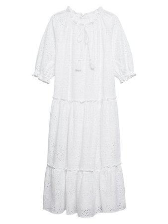 Mango Committed Broderie Anglaise Cotton Midi Dress | TheBay