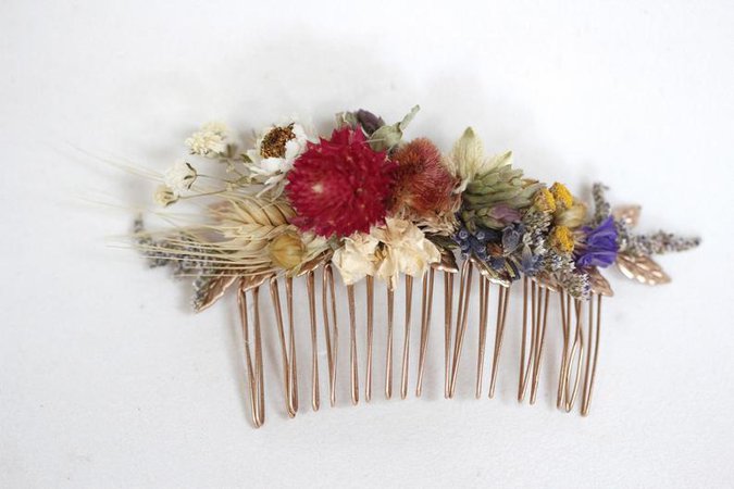 Dried Flowers Comb Bridal Hair Accessories Bride Floral | Etsy
