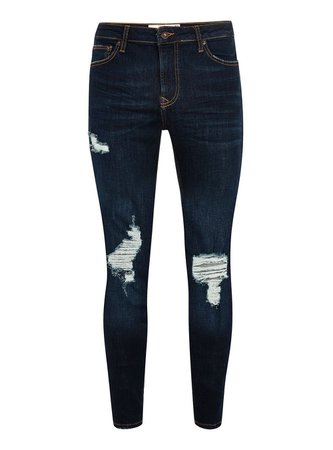 Dark Wash Ripped Spray On Jeans - Jeans - Clothing - TOPMAN USA