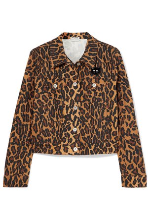 Miu Miu Cropped leopard-print denim jacket