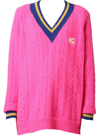 Etro V-Neck Pullover Cable Knit Sweater Pink (Dei5 edit)