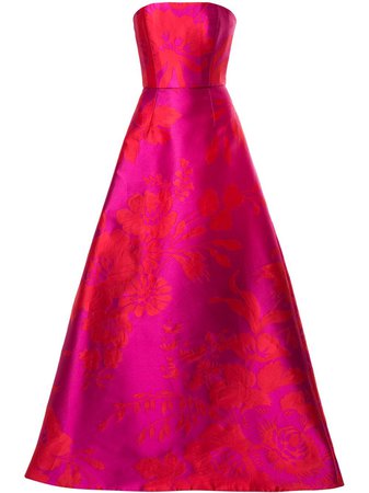Carolina Herrera floral jacquard gown pink & red F2011N727FJA - Farfetch