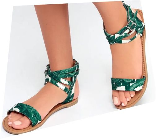 leaf print sandals