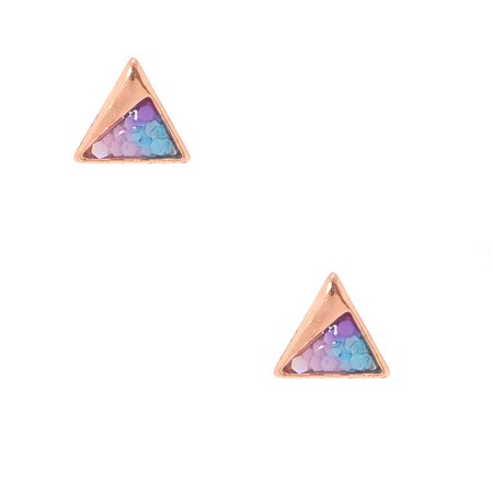 18kt Rose Gold Glitter Triange Stud Earrings | Claire's US