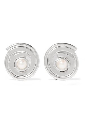 Annie Costello Brown | Novus sterling silver pearl clip earrings | NET-A-PORTER.COM