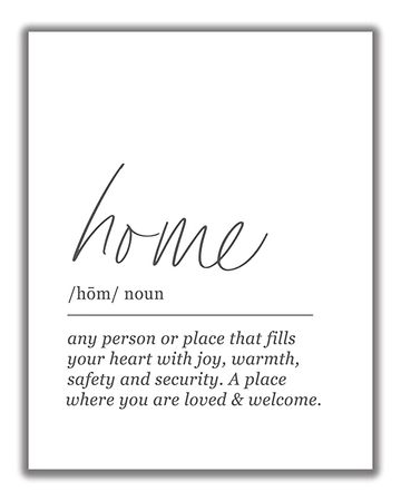 HOME Definition Wall Art - 11x14 UNFRAMED Print - Black and White Minimalist, Dictionary-Style Quote Typography Decor. : Handmade Products
