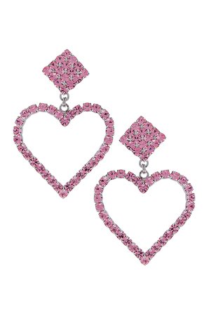 Alessandra Rich Heart Earrings in Pink | FWRD