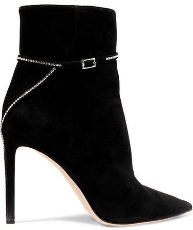 Leille 100 Crystal-embellished Suede Ankle Boots - Black