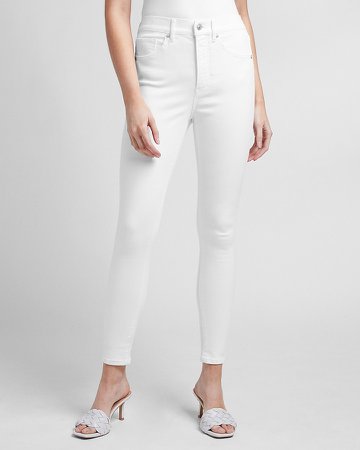 High Waisted White Skinny Jeans