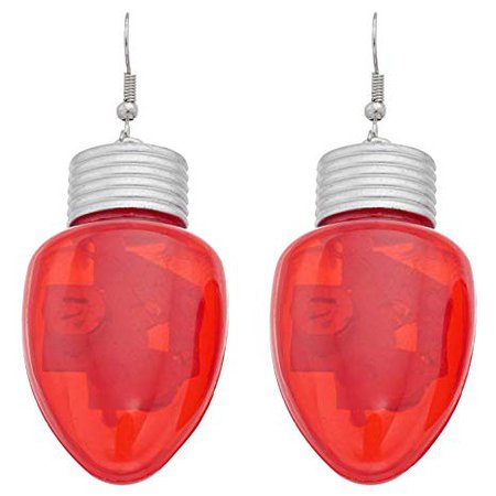 Christmas Novelty Light up Bulb Earrings - colors may vary: Home & Kitchen