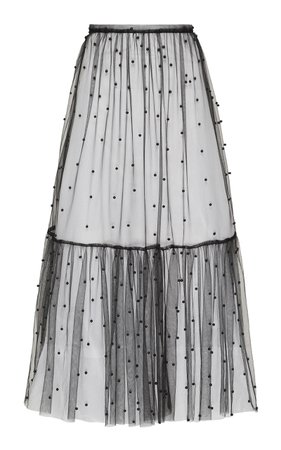 Flutter Beaded Tulle Midi Skirt by macgraw | Moda Operandi