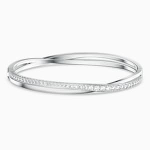 Twist Rows Bracelet, White, Rhodium plated | Swarovski.com