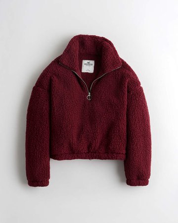 Girls Half-Zip Sherpa Sweatshirt | Girls New Arrivals | HollisterCo.com Burgundy