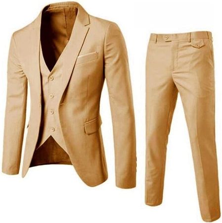 Amazon.com: Men's 3 Pieces Business Suit 1 Buttons Slim Solid Color Jacket Tuxedo Suits Elegant Wedding Formal Blazer Vest Pants : Clothing, Shoes & Jewelry