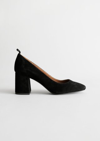 Square Toe Leather Ballerina Pumps - Black - Pumps - & Other Stories