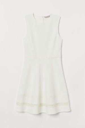 Dress with Lace Bands - White