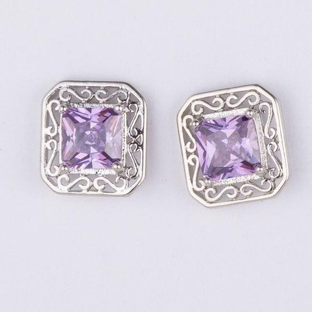 Earrings | Shop Women's Silver Crystal Stud Earring at Fashiontage | E2919-silver,_purple