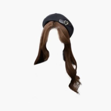 brown hair black beret hat heart clip