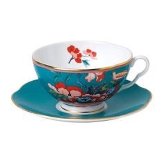Blue floral teacup