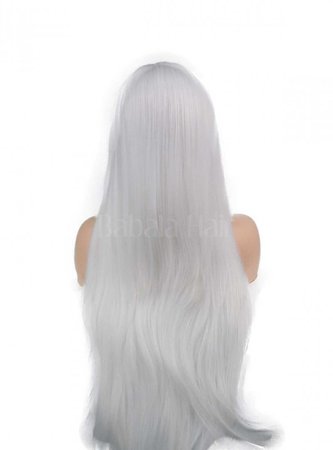 Pure White Long Straight Lace Front Wig - Synthetic Wigs - BabalaHair