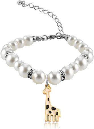 Amazon.com: POTIY Giraffe Gifts Gold Plated Giraffe Charm Bracelet Adjustable Pearl Bracelet for Giraffe Lovers Animal Lovers (Giraffe Charm Pearl Bracelet) : Clothing, Shoes & Jewelry