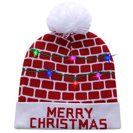 Amazon.com: W-plus Ugly LED Christmas Hat Novelty Colorful Light-up Stylish Knitted Sweater Xmas Party Beanie Cap (Xmas 011): Gateway