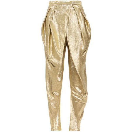 Balmain gold-tone lamé silk pants (€933)