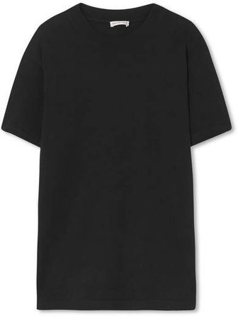 Appliqued Cotton-jersey T-shirt - Black