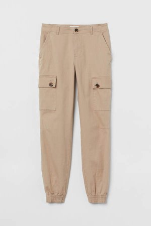 Cotton Cargo Pants - Beige