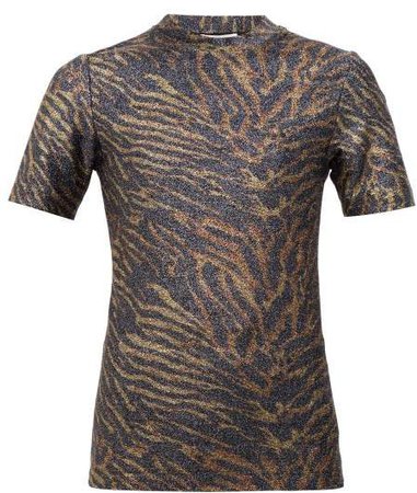 Zebra Print Lurex T Shirt - Womens - Animal