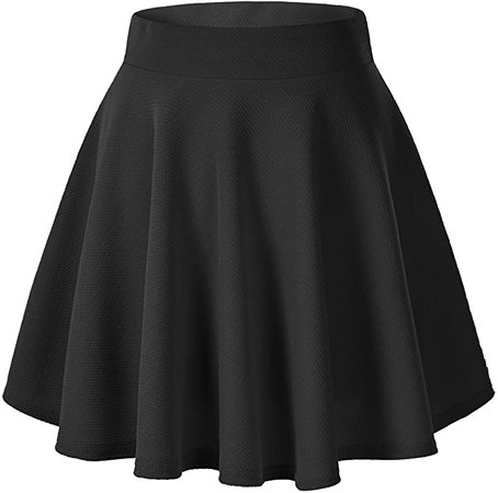 Urban CoCo Women's Basic Versatile Stretchy Flared Casual Mini Skater Skirt (XS, Black) at Amazon Women’s Clothing store