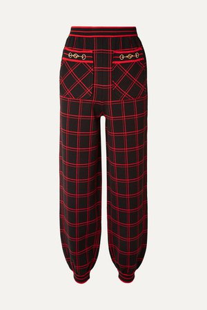Gucci | Embellished checked wool track pants | NET-A-PORTER.COM