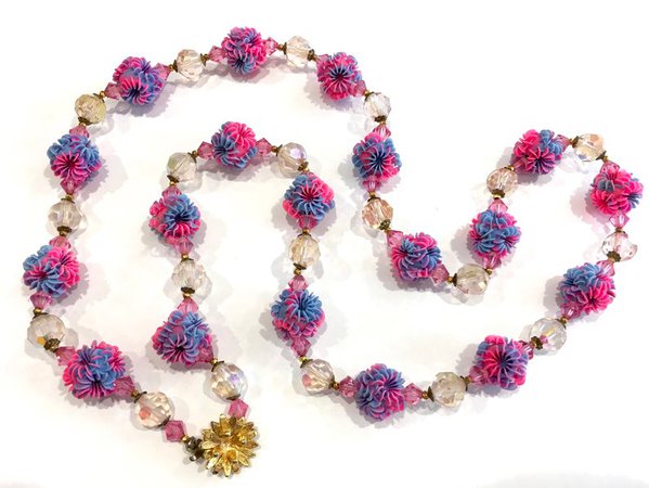 Hot Pink & Lavender Plastic Flower Cluster AB Crystal Bead | Etsy