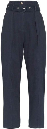 belted high-rise trousers