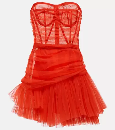 Bustier Tulle Minidress in Red - Dolce Gabbana | Mytheresa
