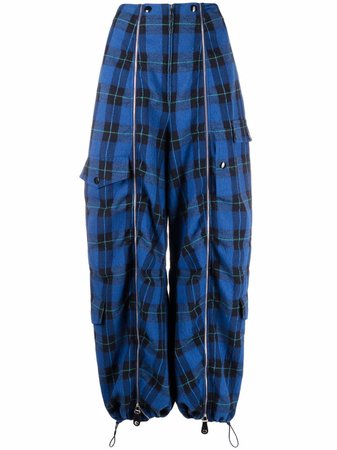 Shop Stella McCartney check zip-detail utility pants with Express Delivery - FARFETCH