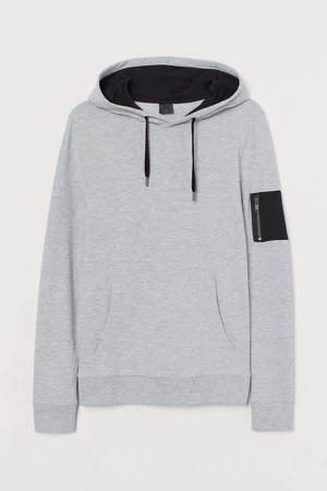 Muscle Fit Hooded Shirt - Gray