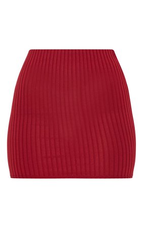 Burgundy Rib Mini Skirt | Skirts | PrettyLittleThing USA