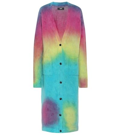 Tie-dye cashmere and wool cardigan