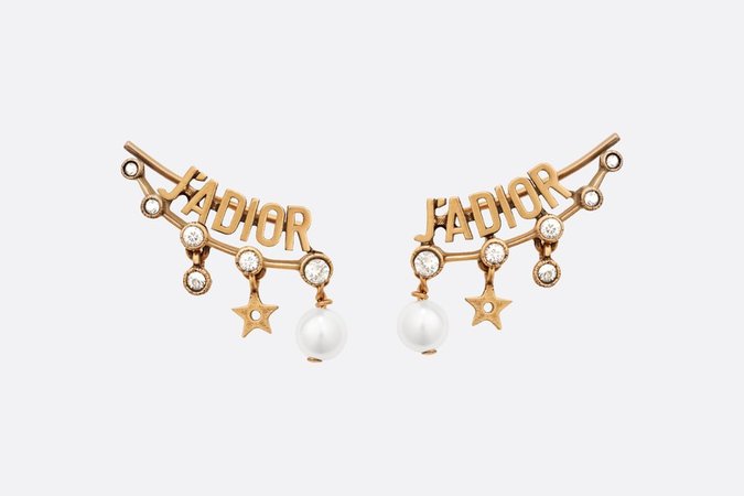 Crystal and Resin J’Adior Antique Gold-Finish Ear Crawlers - Fashion Jewellery - Women's Fashion | DIOR