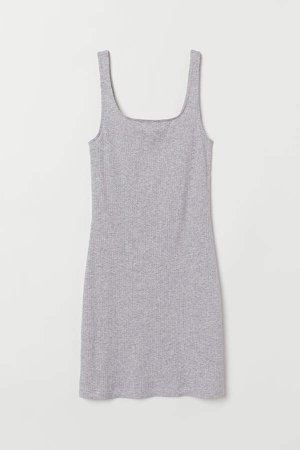 Ribbed Jersey Dress - Gray