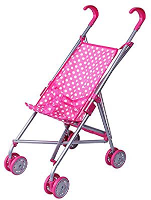 Amazon.com: Precious Toys Pink & White Polka Dots Foldable Doll Stroller with swivel wheels: Toys & Games